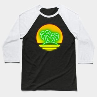 Retro sun Neon Palm Trees D-Lite Baseball T-Shirt